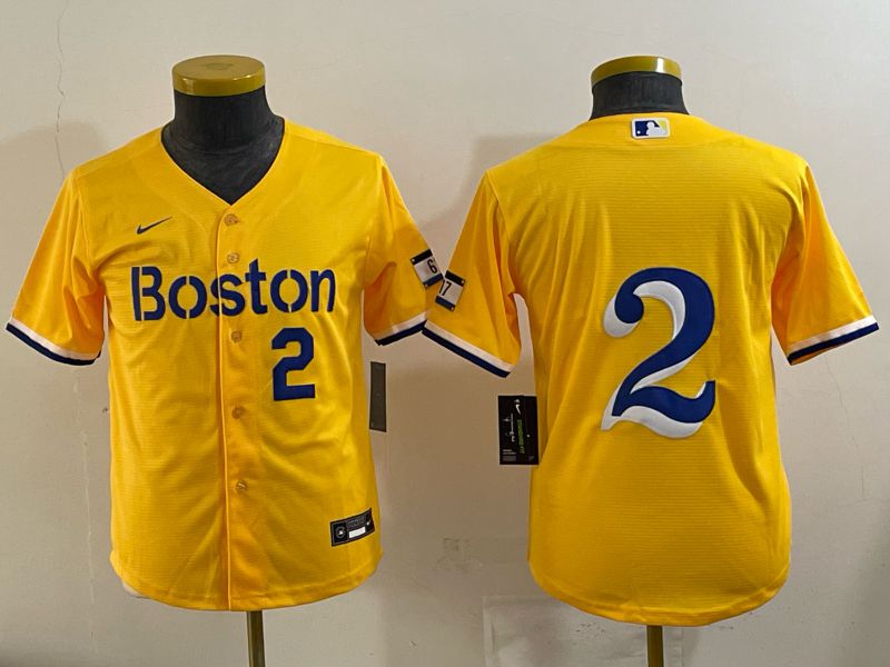 Youth 2025 Boston Red Sox 2 No Name Yellow Nike MLB Jersey 07